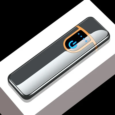 Мини умный электронный сенсорный экран USB крутая Зажигалка интеллектуальная креативная электрическая забавная Зарядка для сигар ветрозащитная сигарная ручка - Цвет: 717-Silver Gloss