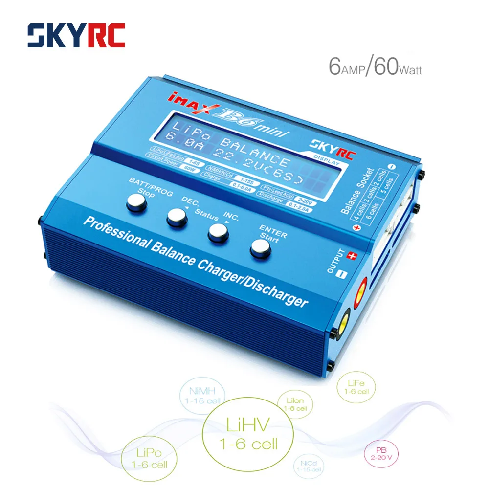 SKYRC IMAX B6 мини 60 Вт 6A RC батарея баланс зарядное устройство Dis зарядное устройство для 1-6s LiPo LiFe LiIon LiHv 1-15s NICD/NIMH 2-20 в PB