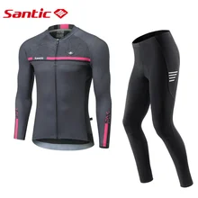Santic-Camiseta de ciclismo para hombre, pantalones de ciclismo, ropa deportiva de manga larga, conjunto de ropa para bicicleta de montaña