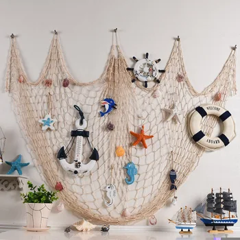

Wall Hanging Decoration Hanging Fishing Net Pendant Mediterranean Marine Style Mesh Home Decor DIY Craft for Bar Restaurant