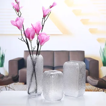 

Transparent Glass Vase For Home Dercoration Figurines Flower Vases Plants Holder Ornament Living Room Decor Crafts Wedding Gifts