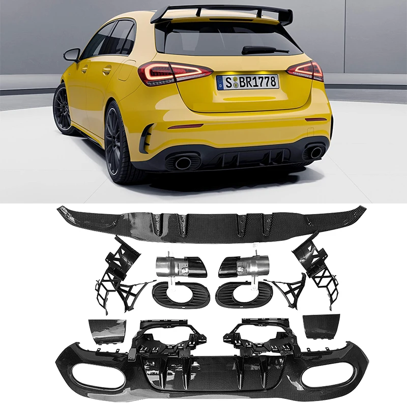 

For Mercedes Benz W177 AMG Line Hatchback A180 A200 A250 A35 2019 2020+ Rear Bumper Lip Diffuser Muffler Exhaust Tip Splitter