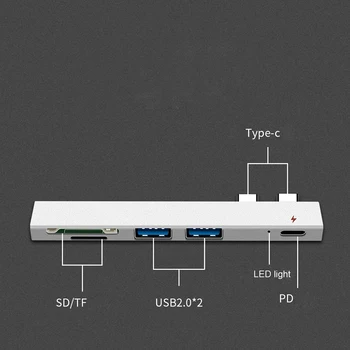 

7 in 1 USB2.0 Card Reader Adapter Type C Cable SD / Micro SD TF Camera Connection Smart Memory Card for Macbook Pro Type-C Port