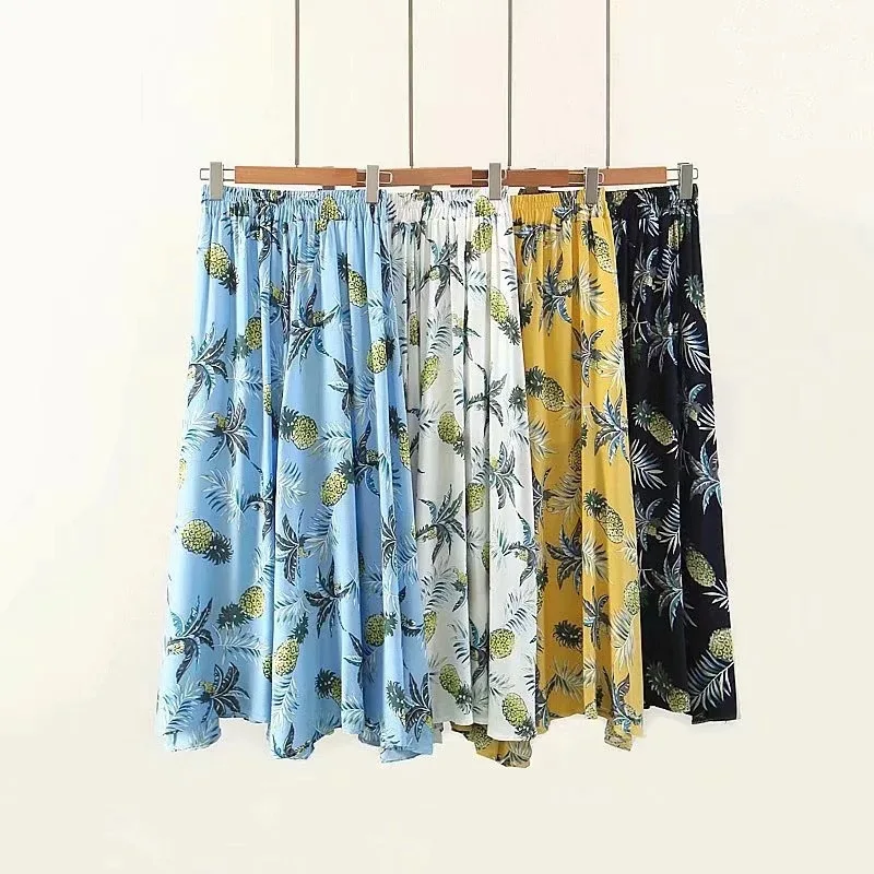 

R4651-1898 Women's Dress New Style Multi-color Pineapple Printed Skirt