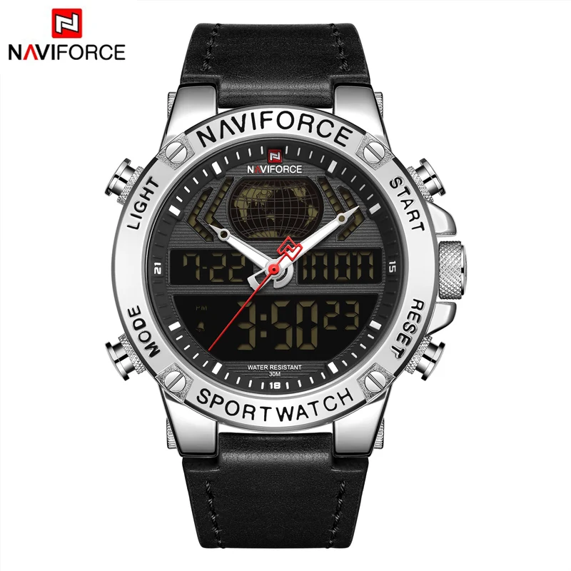 Топ бренд NAVIFORCE двойной дисплей мужские часы модные кожаные аналоговые цифровые спортивные кварцевые часы мужские роскошные деловые наручные часы - Цвет: S B B