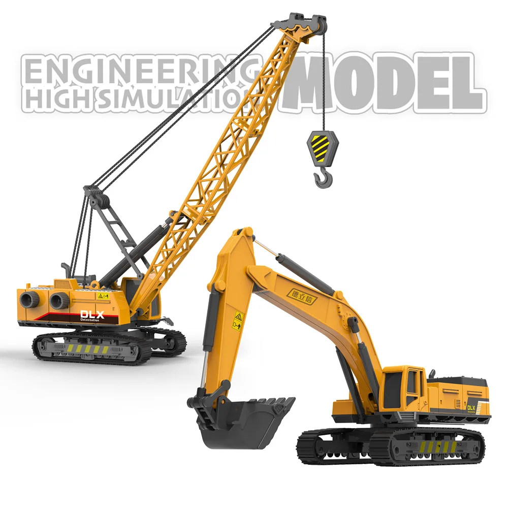 Set of 2 Vehicles Гусеничный экскаватор, игрушечный грузовик, 1:55, литая под давлением, строительная игрушка, модель транспортного средства, экскаватор, трактор, автомобильная Инженерная игрушка для детей - Цвет: Set of 2 Vehicles