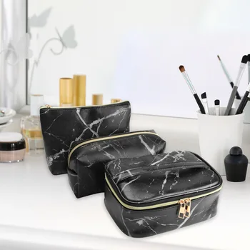 

3x PU Leather Makeup Bags Pouch Waterproof Wash Cosmetics Storage Organizer Case Wash Toothbrush Pouch Organizer Bag