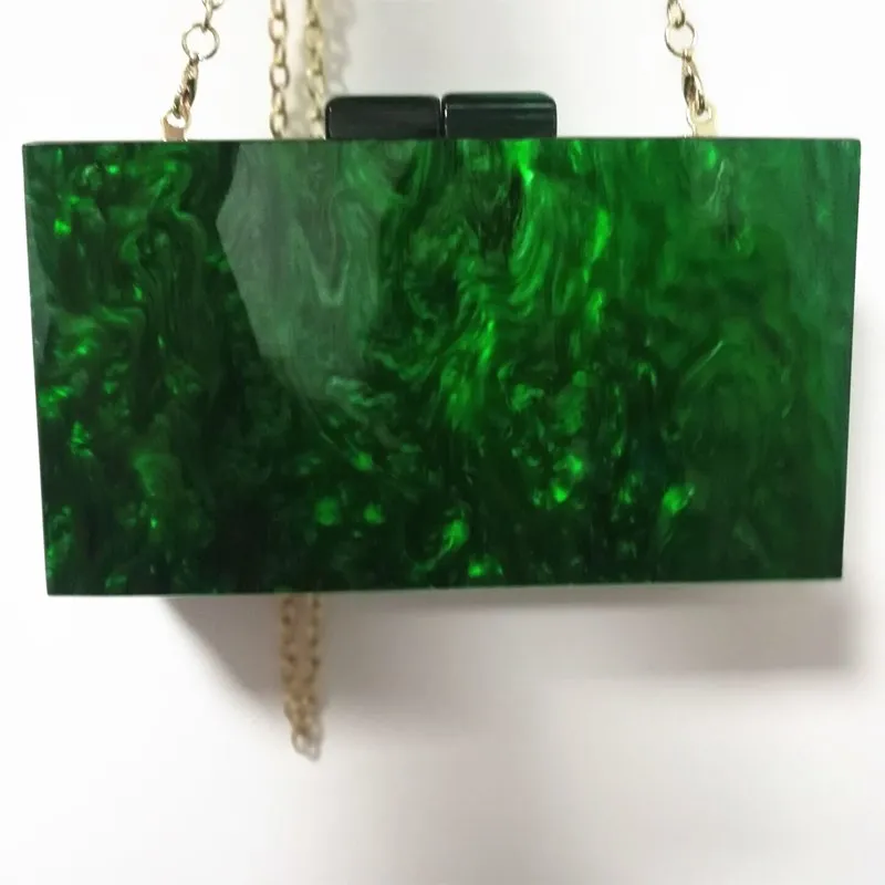 18X10 Cm Pearl Green Acrylic Clasp Mirror Inside Chain Messenger Flap Girl Lady Female Evening Acrylic Box Clutches Purse Wallet