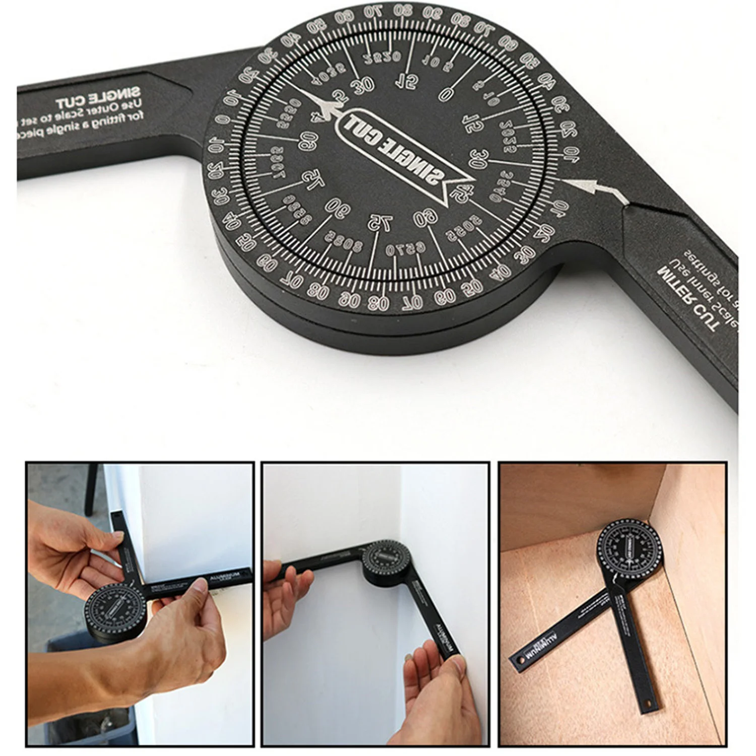 Angle Measuring Tool Aluminium Alloy Miter Saw Protractor 360&deg; Angle Finder Woodworking