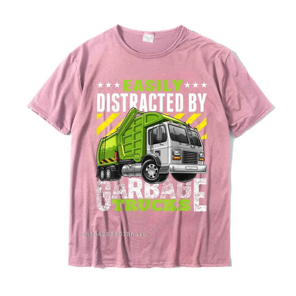  Man T Shirt Simple Style Funny Tops T Shirt Pure Cotton O Neck Short Sleeve Crazy Tees ostern Day Drop Shipping Easily Distracted by Garbage Trucks Funny Gift for Boys T-Shirt__77. pink