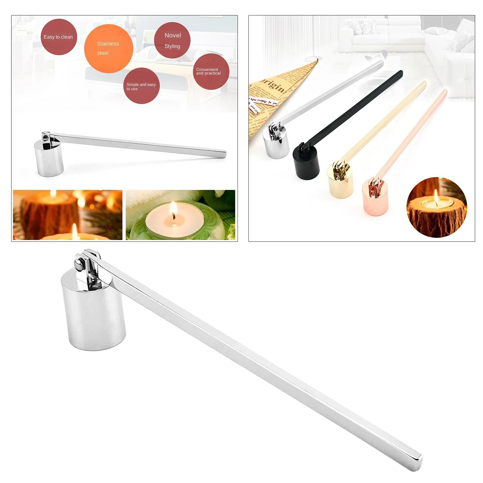 Candle Snuffer Stainless Steel Candle Accessory Safely Extinguish Candle 19.3cm