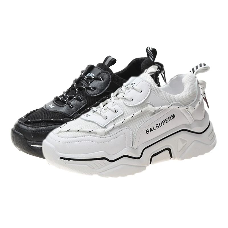 

Fashion Ladies Sports Shoes 2020 New Color Matching Breathable Mesh Travel Running Shoes Women Casual Thick White Sneakers Woman