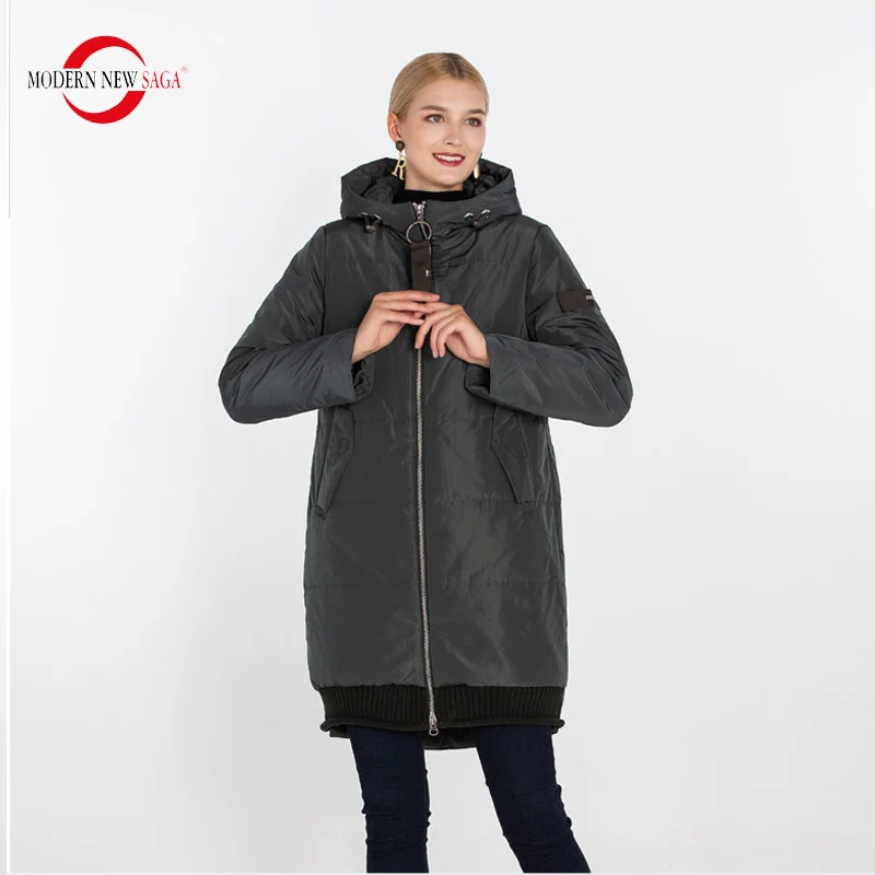 

MODERN NEW SAGA 2020 Women Coat Spring Woman Jacket Hooded Autumn Thin Cotton Padded Coat Fashion Parkas Long Jacket Outerwear