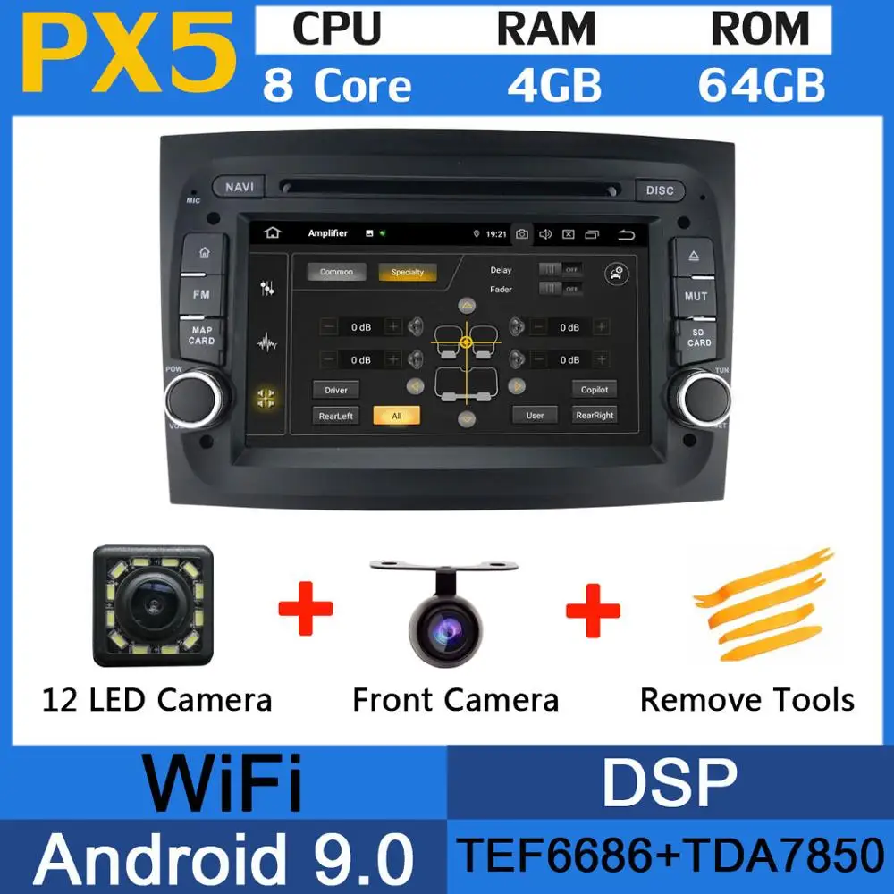 5 USB порт PX6/Восьмиядерный Android 9,0 автомобильный DVD для Fiat Doblo автомобильный Радио gps Мультимедиа Android Авто DSP - Цвет: PX5