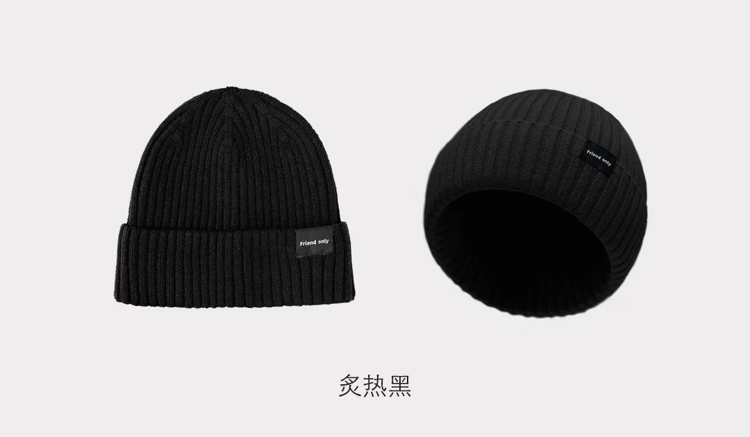black hat 3 цвета Xiaomi MIjia Youpin FO модный Теплый Бархатный вязаный шарф и шапка теплый и уютный для пары - Цвет: black hat