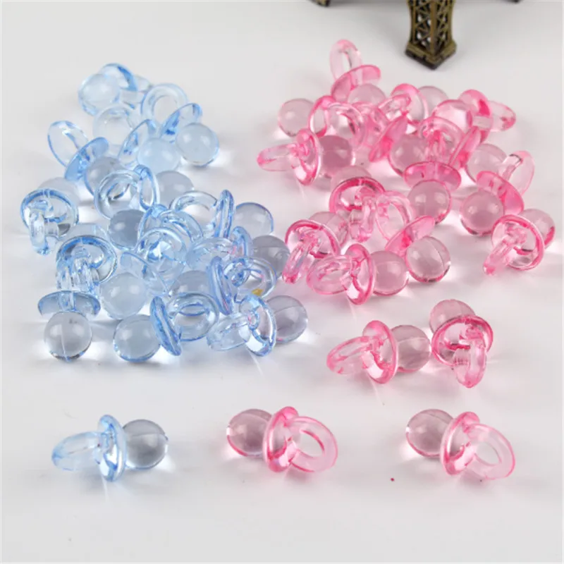 Birthday-Gift Cake-Decoration Mini Pacifier Baby Shower Acrylic Transparent Party Blue/pink