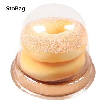 

StoBag 50pcs 11x10.5cm Gold Plastic Box For Home DIY Handmade Cheese Donuts Cake Cookies Packaging Chiled Favor Thin Style