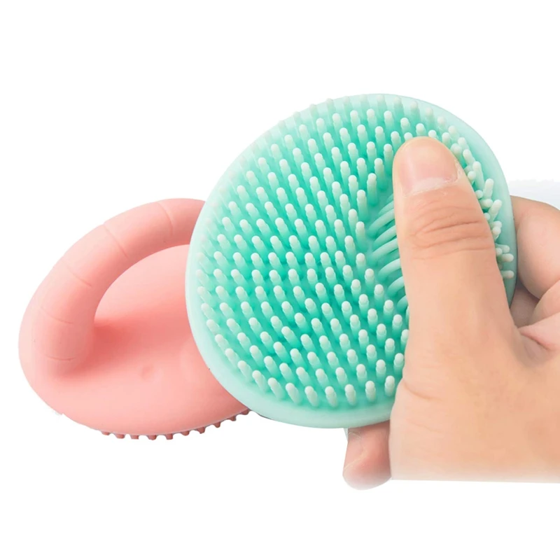 Safety Baby Body Brush Silicone Bath Shower Sponge- Soft Gentle Natural Body Exfoliator Face Foot Hair Scalp Cradle Cap Brush S