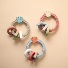 

Baby Butterfly Ring Food Grade No-toxic Infant Teether Silicone Bracelet Cute Colorful Newborn Chew Teething Toys Birth Gifts