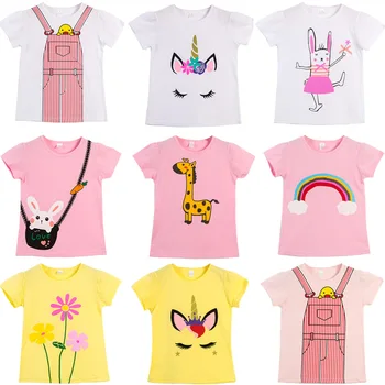 

Children T-Shirts Cartoon Print Kids Baby Girl Tops Short Sleeve T-Shirt Children Cotton Pink T-shirts Tees