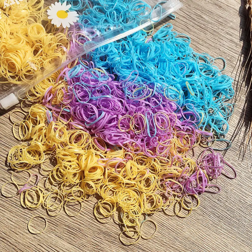 2000PCS Girls Colorful Small Disposable Hair Bands Elastic Rubber Bands Ponytail Holder Kids Headbands Hair Accessories Hair Tie gold hair clips Hair Accessories