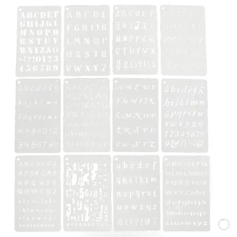 

12Pcs Kids English Letters Drawing Molds Plastic Children Painting Stencils DIY Paper Art Craft Card Label Scrapbook Bookmark