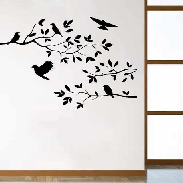 Bricolage oiseau plume amovible sticker mural famille maison autocollant  mural Art décor à la maison - blanc