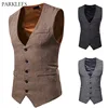 Herringbone Tweed Mens Waistcoat Formal Business Casual Slim Fit Vests for Men Retro British Style Gentleman Men Suit Vest Gilet ► Photo 1/6