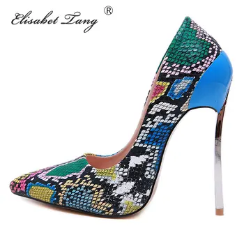 

Elisabet Tang 2019 High Heeled Shoes Women High Heels Snake Print Stiletto Sexy Heels Pumps Pointed Toe Wedding Shoes For Woman