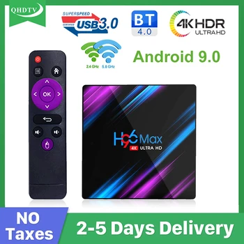 

QHDTV H96 MAX Smart Tv Box 4K RK3318 Quad Core Android 9.0 TV Box Dual Band WIFI Arabic Dutch Belgium QHDTV TVBox Set Top Box