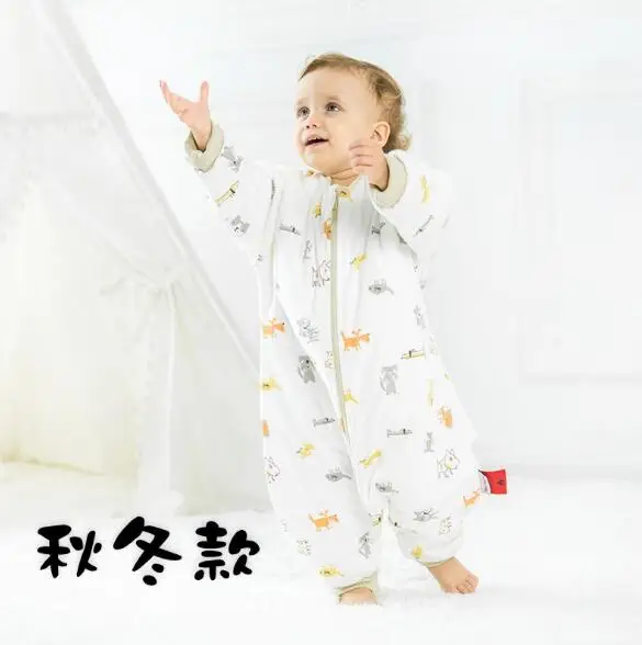 BMT052E-Thick New baby Sleepsack Gown Onesies Infant clothing Newborn kids Sleeping Bag Cotton Thicken Split leg Swaddling Printing - Цвет: BMT052E-Thick