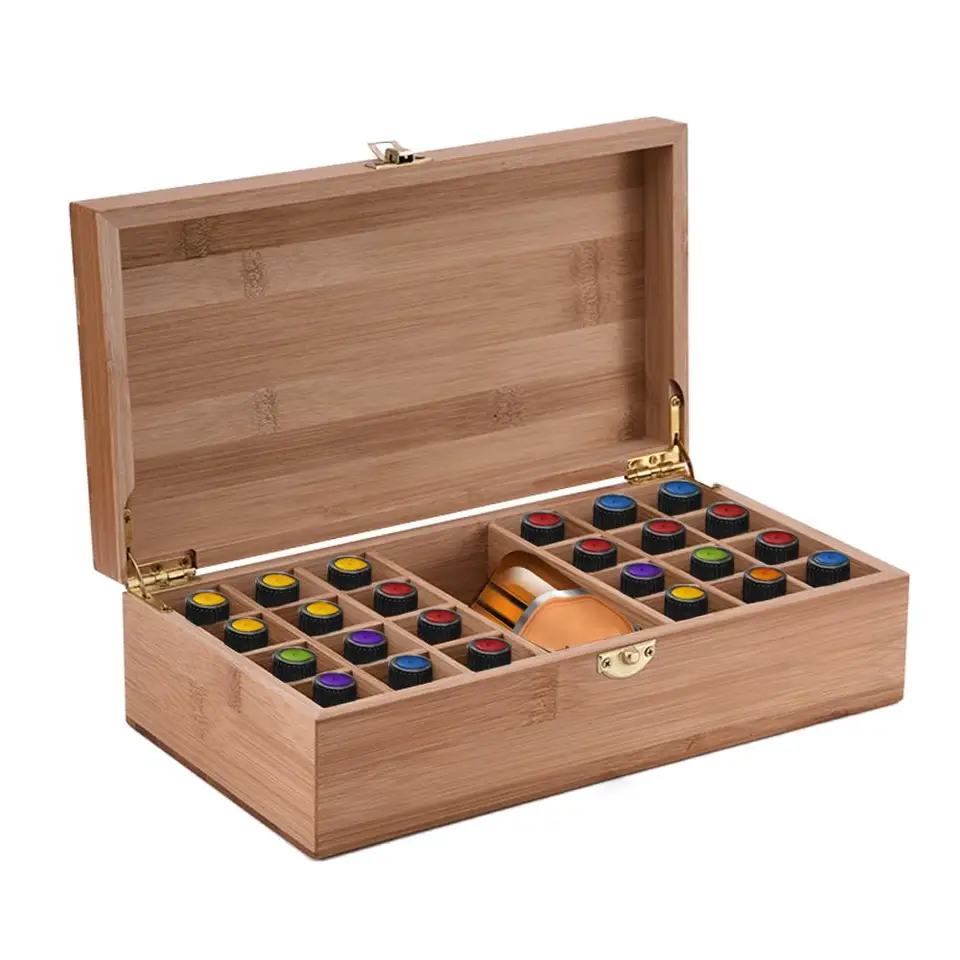 Bamboo Essential Oil Storage Organizer Box
