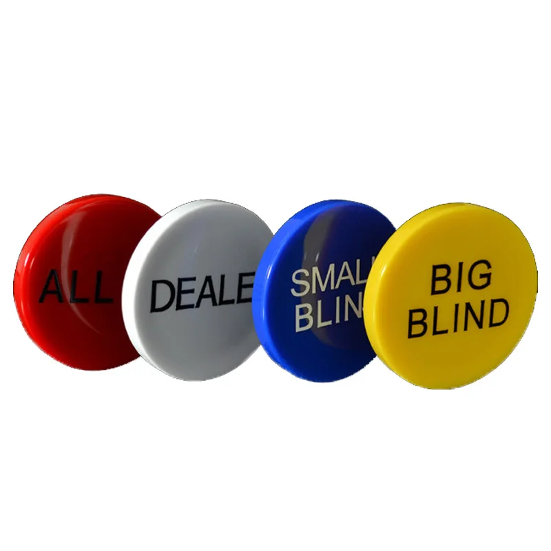 Горячая продажа 4 шт./компл. меламиновая круглая пластиковая дилерская монета с надписью "Small BLIND"/BIG BLIND/дилер/все в Техасе набор фишек для