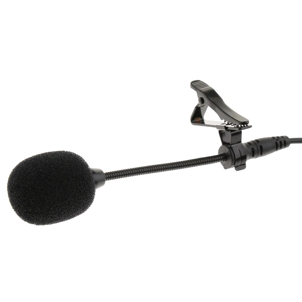 2pcs Portable Mini Plug Clip-on Condenser Microphone Adjustable Neck Black