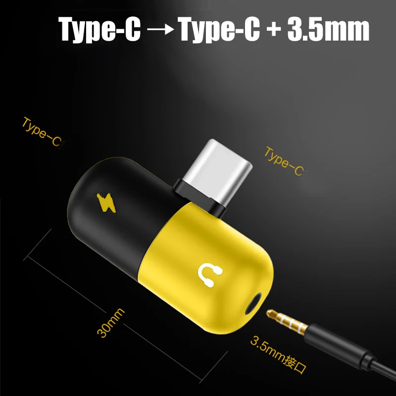 

Type C 3.5mm Audio OTG Adapter 2 In 1 Dual Ports Headphone Adapter for Samsung Huawei Charger Audio Spliter for Xiaomi Redmi