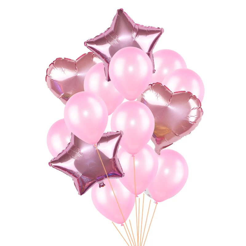 Pink set 2 14 шт. латексные алюминиевые конфетти из фольги Воздушные шары День Святого Валентина украшения воздуха Свадебные Беби Шауэр детский баллоны Вечерние - Цвет: Pink set 2