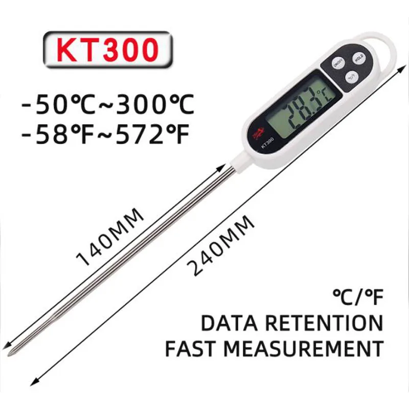 KT-300 LCD Digital Probe Thermometer Temperature Measuring Tester Electronic Household Kitchen BBQ Cooking Meats Milk Food KT300 upgraded kitchen digital food thermometer meat cake candy fry food bbq dinning temperature household cooking thermometer