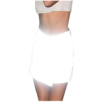 

2020 Fashion Skirts Women Ropa Mujer Solid Clothes Reflective Zipper High Waist Irregular Jupe Sexy Split Mini Skirt Faldas #C12