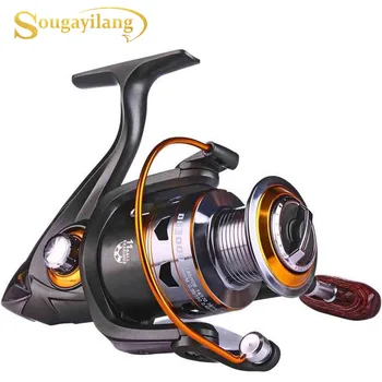 

Sougayilang Spinning Fishing Reel 11 ball Bearings 5.2:1 Aluminum Alloy Spool Large Line Capacity Metal Fishing Wheel