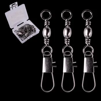 

10pcs/ Box Fishing Connector Rolling Swivel Pin Bearing Interlock Snap 3/0#-14# Fishhooks Lures Carp Fishing Accessories