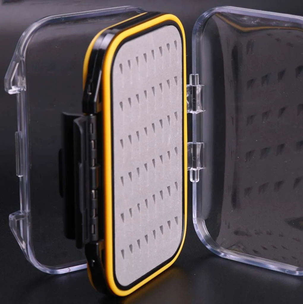 2 Pcs Pocket Size Double Layers Waterproof Nymph Dry Wet Flies Hook Fishing Fly Box Fishing Tackles Box Case Container Pesca