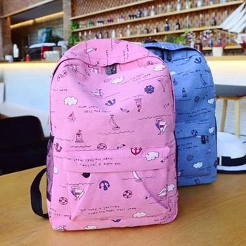 

New Bags For Women 2019 Casual Canvas Zipper Print Waterproof Backpack Daypack Travel Outdoor Work College Bag