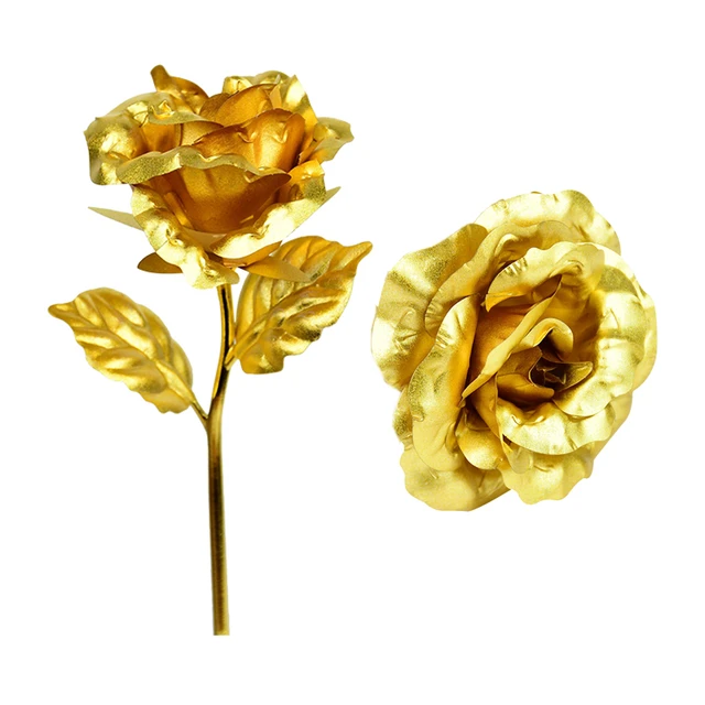 1Pc Gold Rose Flower Foil Plated Plastic Artificial Roses Valentines Day  Gift Beauty Golden Flowers for Home Wedding Decoration - AliExpress