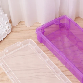 

Brush Painting Storage Box Sketch Pencil Container With Clear Lid Two Handle