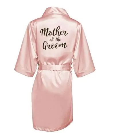new bride bridesmaid robe with white black letters mother sister of the bride wedding gift bathrobe kimono satin robes