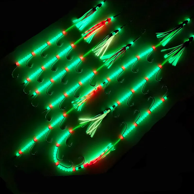 1 шт./2 шт. бионический цветной светящийся Ribbonfish осьминог Кальмар стальная проволока рыболовный крючок Рыболовные снасти для морская наживка