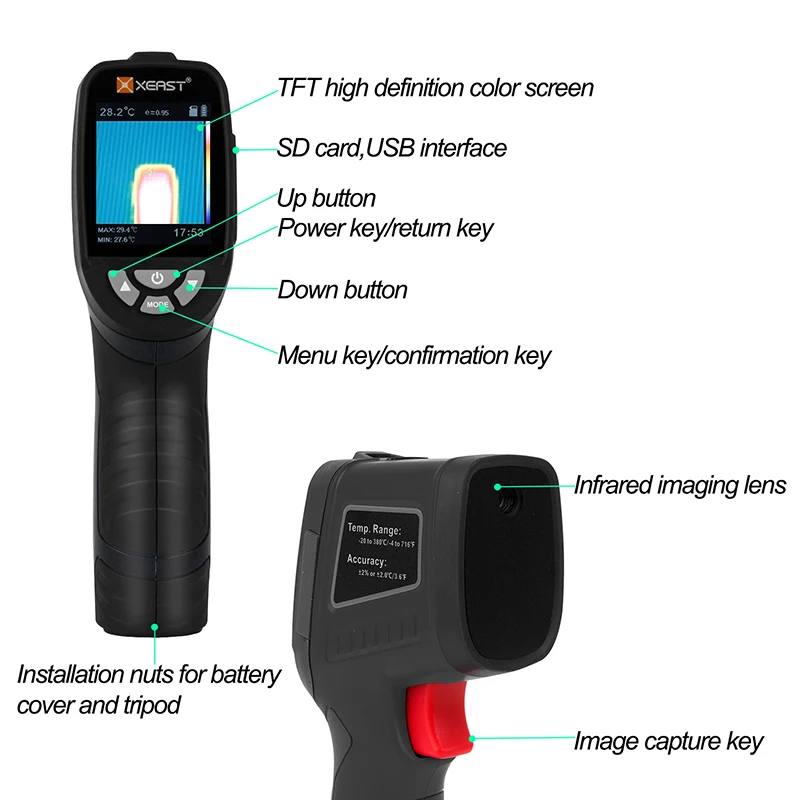 Ручной ИК тепловизор камера высокой четкости HD Инфракрасный Тепловизор пол нагревательный детектор температура изображения Imager