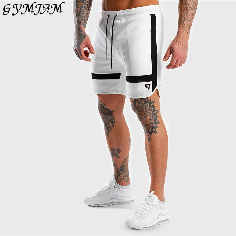 Новые модные мужские шорты, мужские повседневные белые шорты для бега, фитнеса, бодибилдинга, фитнеса, мужская одежда