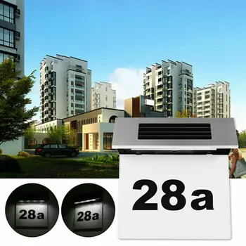 

4 LED Solar Power Light Sign House Street Door Address Plaque Number Plate Lamp