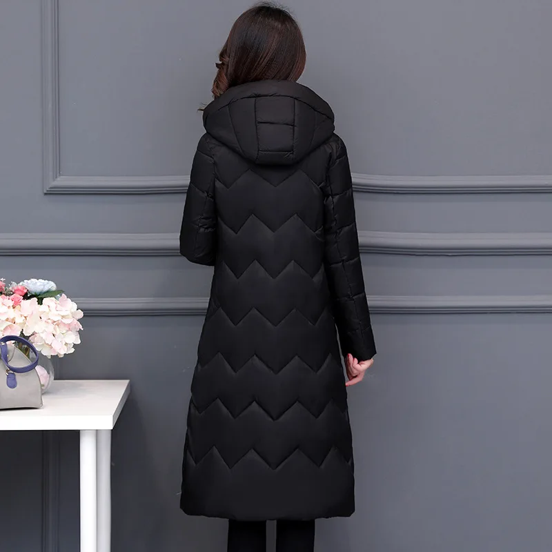 

Mid-length Hooded Cotton-padded Clothes Women's 2019 Winter New Style Korean-style Slim Fit Slimming Fashion Elegant Western Sty